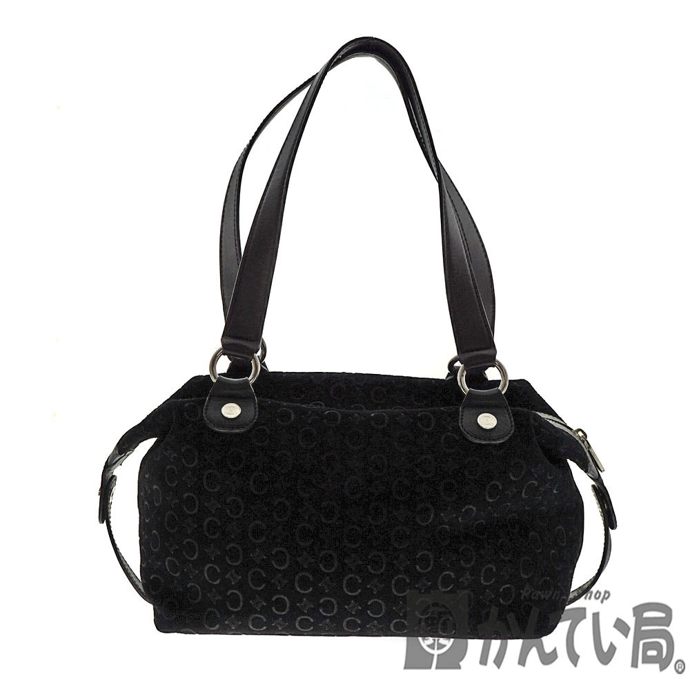 CELINE Shoulder Bag Leather Suede Handbag Black Macadam